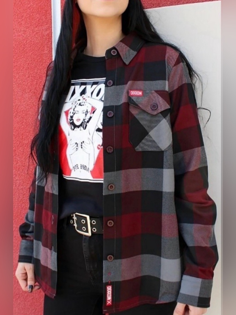 DIXXON The Brawler Plaid Flannel Button Front Shirt S